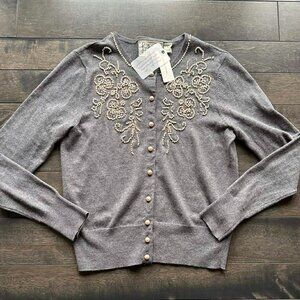 Anthropologie Fielel Flowserve Embellished Cardigan - new with tags